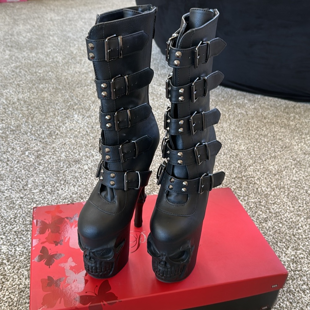 PLEASER RAPTURE LEATHER BLACK MATTE SIZE 6 - Picture 5 of 9